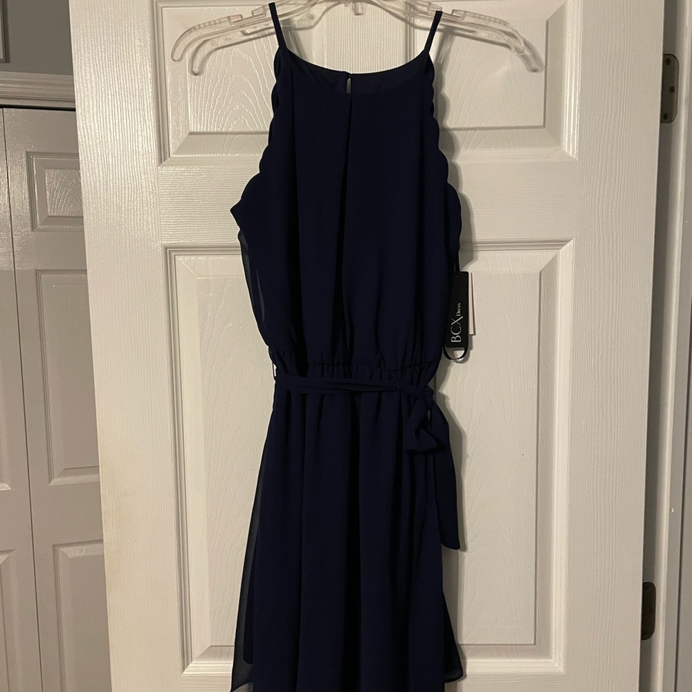 BCX Scalloped Sleeveless Halter Dress
